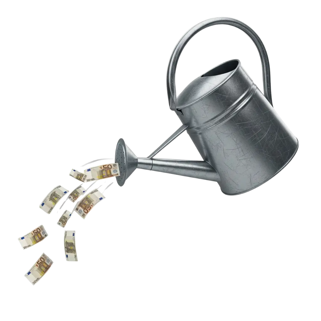 Eine Gießkanne als Symbol für ungezielt verteiltes Marketingbudget.